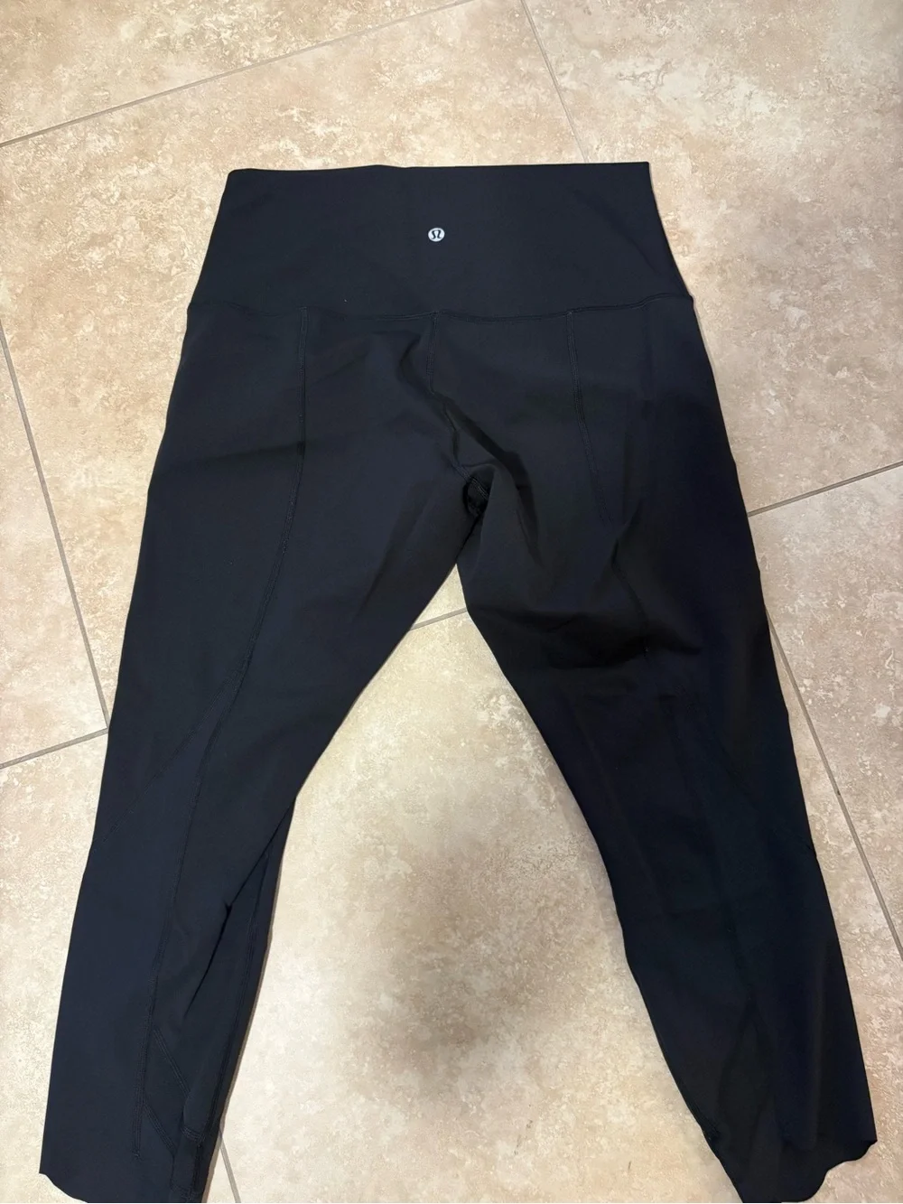 Lululemon Black High-Waist Cropped Mesh Calf  Workout Leggings